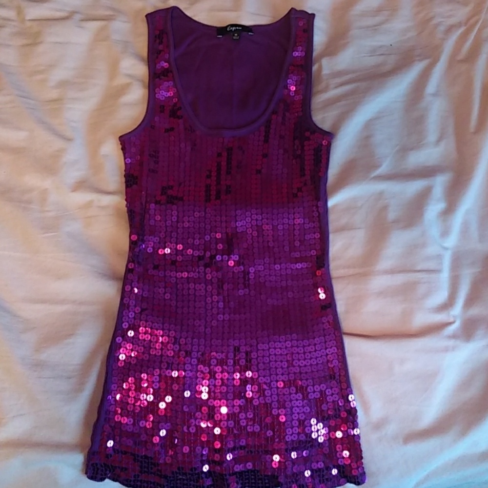 4/$25!!! Express purple sequin tank top